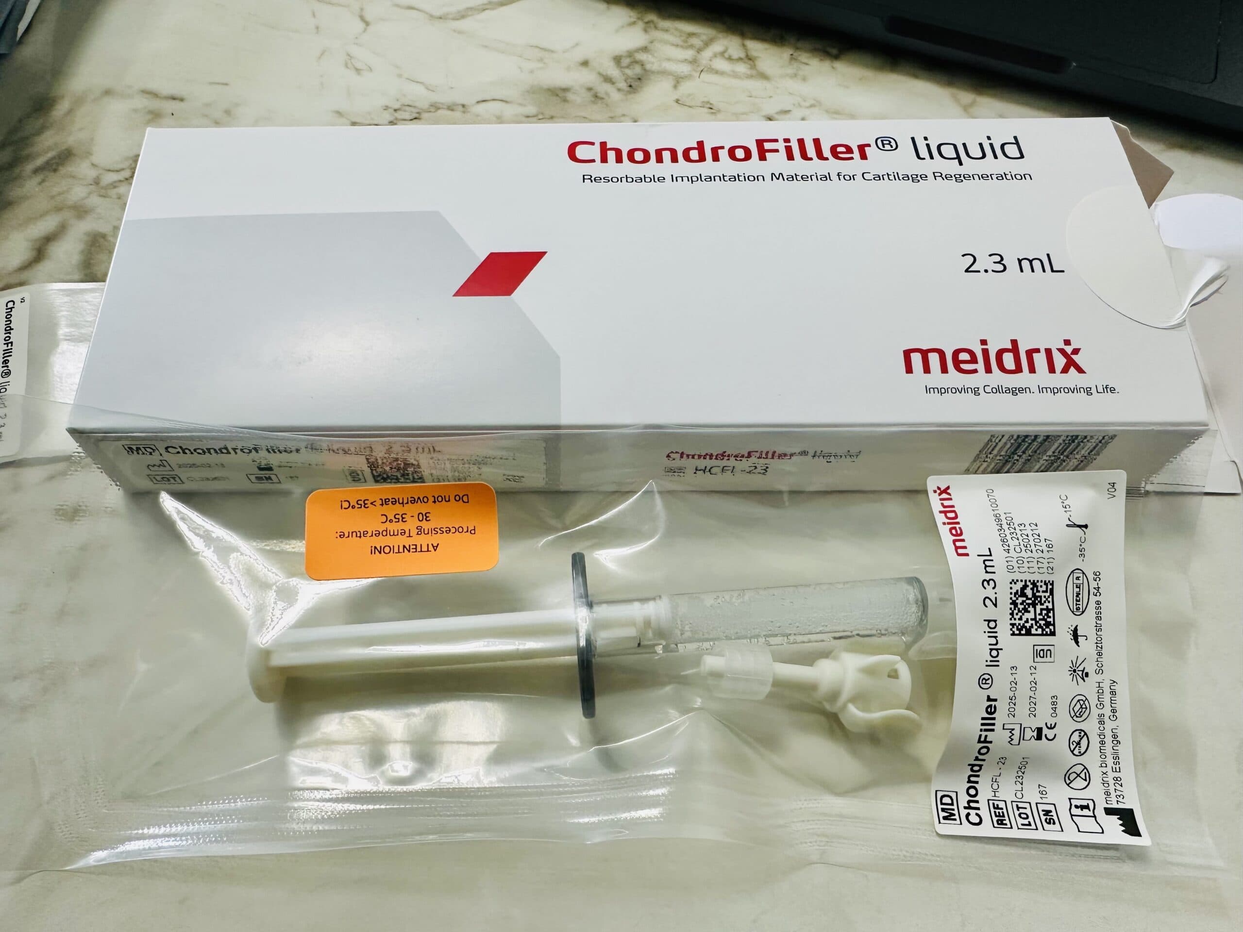 ChondroFiller liquid 2.3 mL — resorbable collagen implantation material for cartilage regeneration
