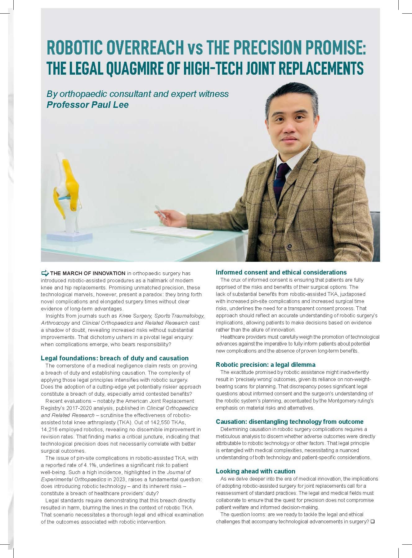 Robotic Overreach vs the Precision Promise: The Legal Quagmire of High-tech Joint Replacements